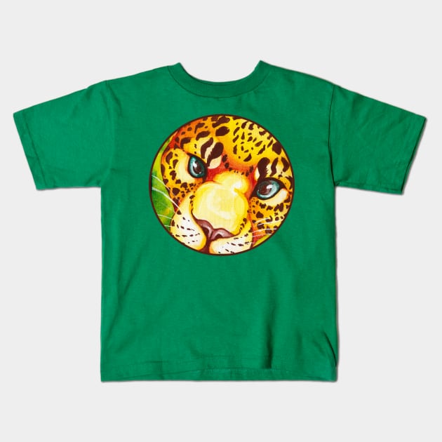 Leopard Close Up Kids T-Shirt by TaksArt